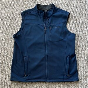 Eddie Bauer Men's Dark Blue Full-Zip Softshell Vest with Pockets - XLT